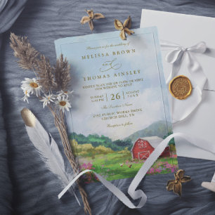 Invitation Mariage élégant de campagne rustique de grange occ