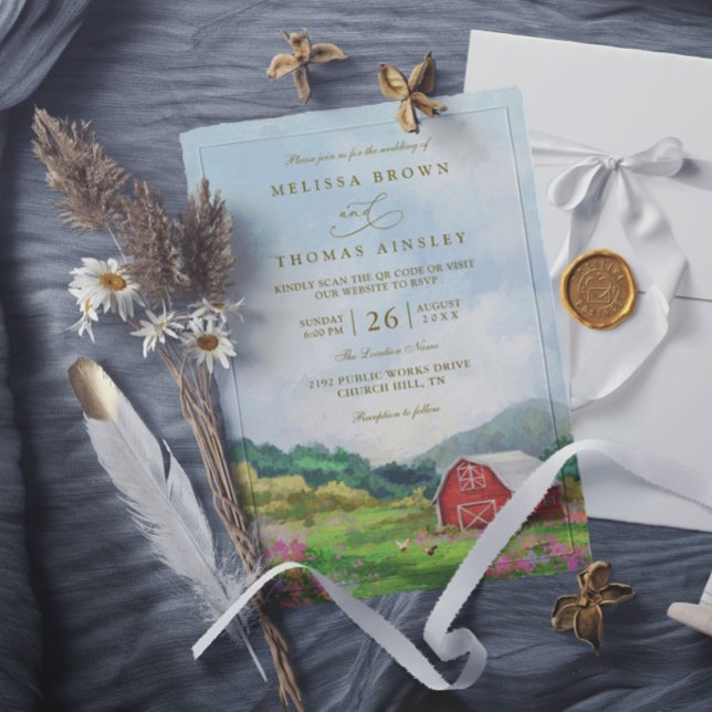 Invitation Mariage élégant de campagne rustique de grange occ (Créateur téléchargé)