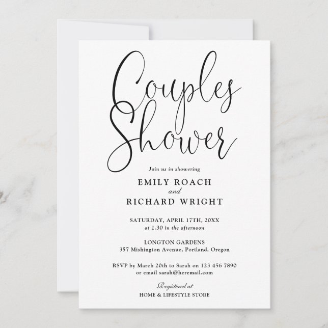 Invitation Mariage Élégant de Couples Modernes Shower de Mari (Devant)