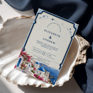Invitation Mariage élégant de destination à Santorin