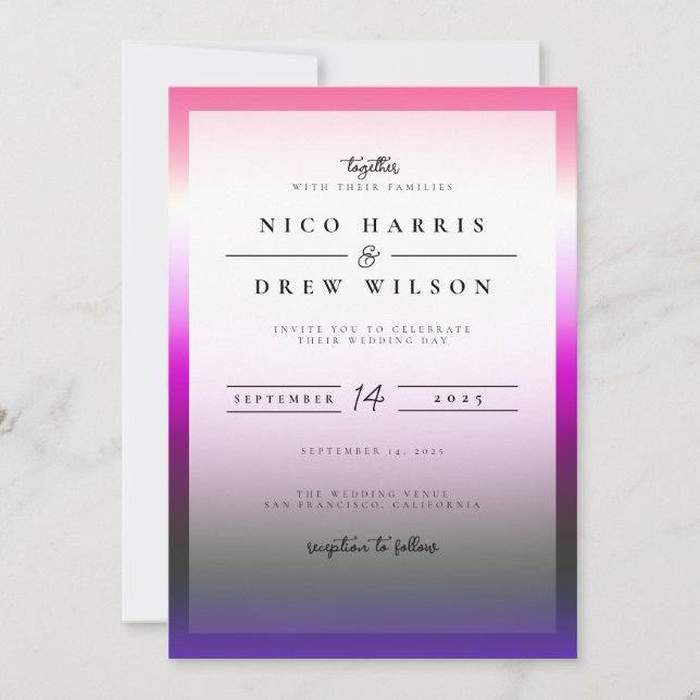 Invitation Mariage élégant de fierté genderfluid  (Devant)