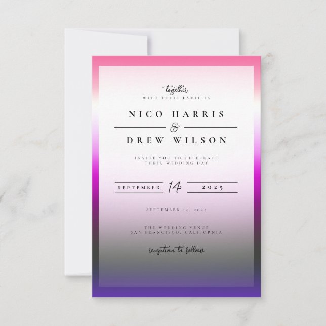 Invitation Mariage élégant de fierté genderfluid  (Devant)