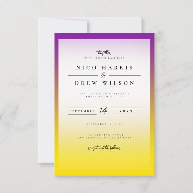 Invitation Mariage élégant de fierté intersexe  (Devant)
