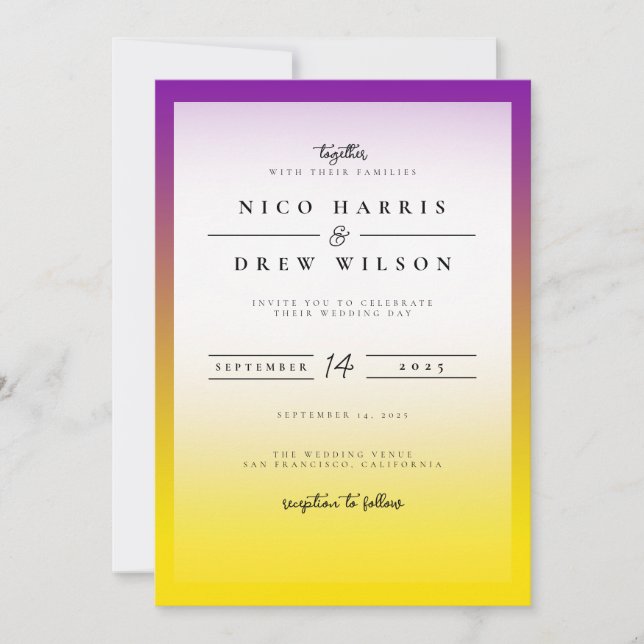 Invitation Mariage élégant de fierté intersexe  (Devant)