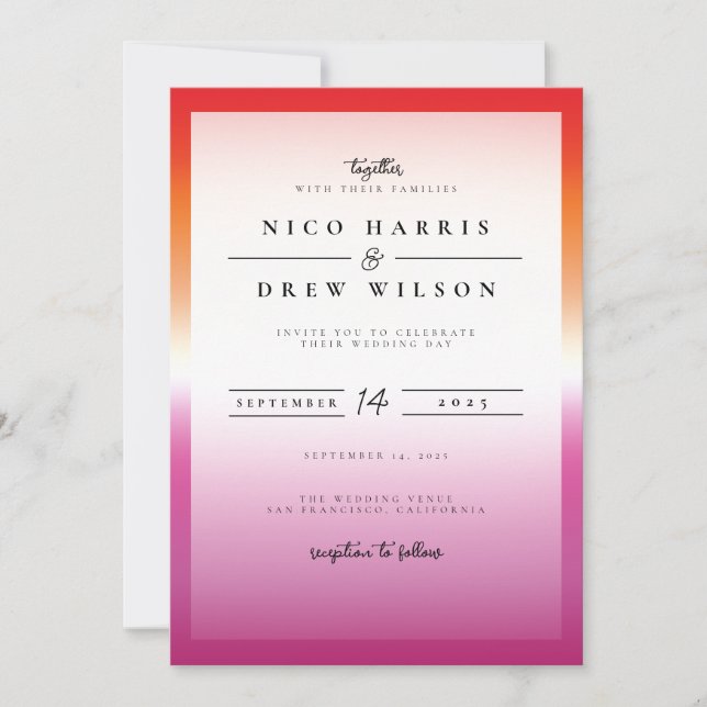 Invitation Mariage élégant de fierté lesbienne  (Devant)