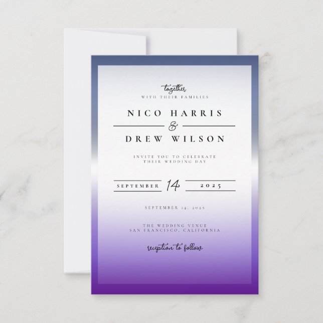Invitation Mariage élégant de fierté lesbienne à la lavande  (Devant)