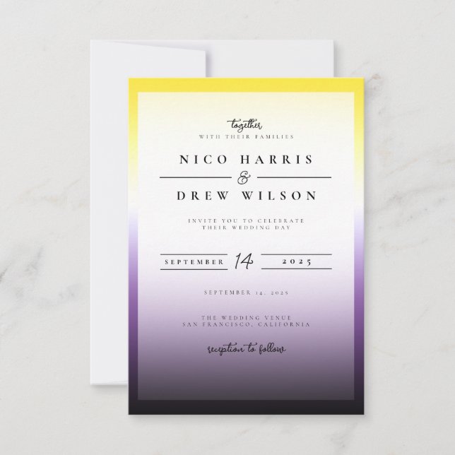 Invitation Mariage élégant de fierté non binaire  (Devant)
