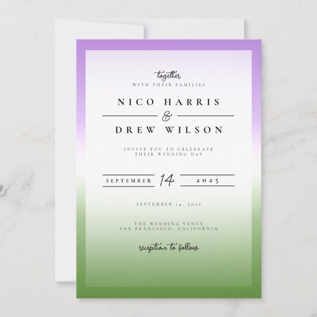 Invitation Mariage élégant de fierté queer  (Devant)