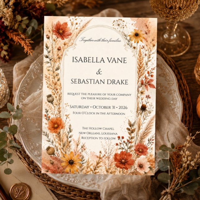 Invitation Mariage Élégant de Fleur Sauvage d'Automne (Créateur téléchargé)