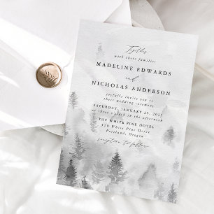 Invitation Mariage élégant de forêt grise d'hiver