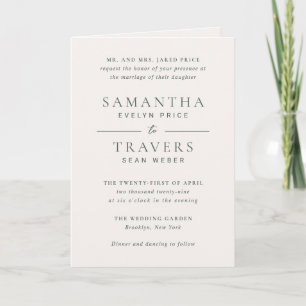 Invitation Mariage élégant de forêt traditionnel vert