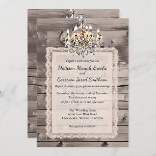 Invitation Mariage élégant de grange avec la dentelle et le