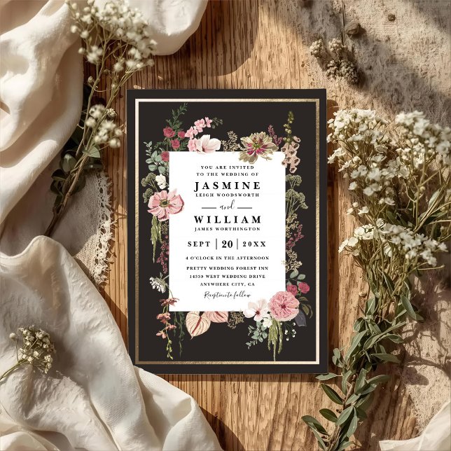 Invitation Mariage élégant de jardin de fleurs sauvages Boho  (Créateur téléchargé)
