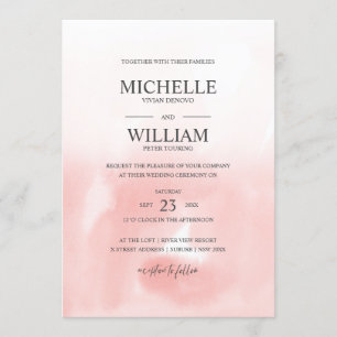 Invitation Mariage élégant de la plaine rose Ombre