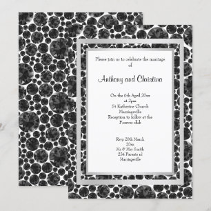 INVITATION MARIAGE ÉLÉGANT DE L'ARGENT NOIR DU DIAMOND DE COU