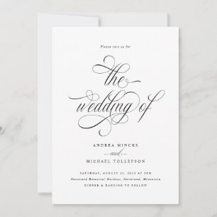 Invitation Mariage élégant de luxe en écriture calligraphique