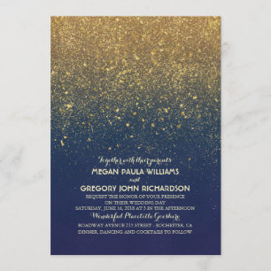 Invitation Mariage élégant de marine de parties scintillantes