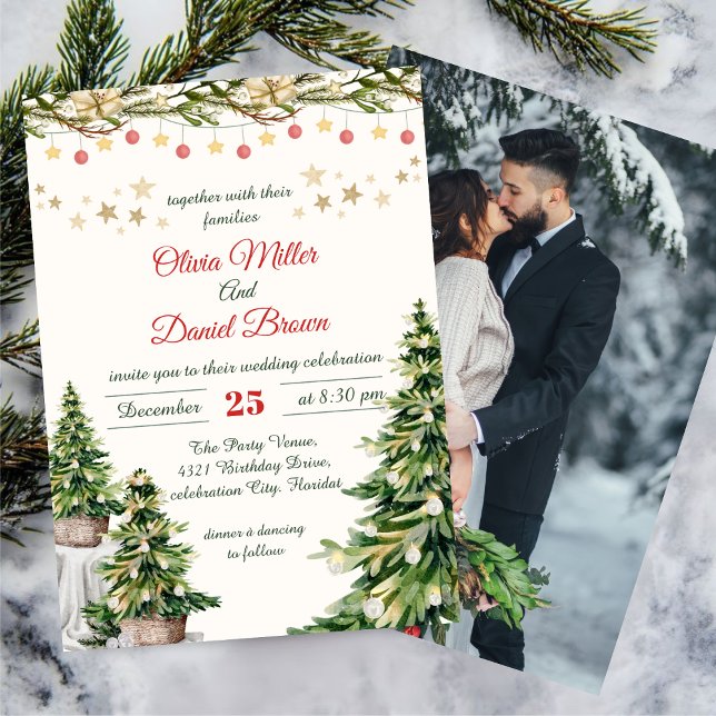 Invitation Mariage Élégant de Noël Fêtes d'Hiver (Créateur téléchargé)