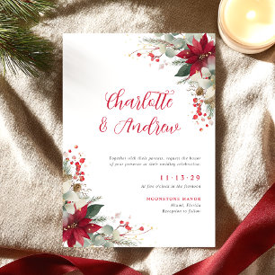 Invitation Mariage élégant de Noël Floral