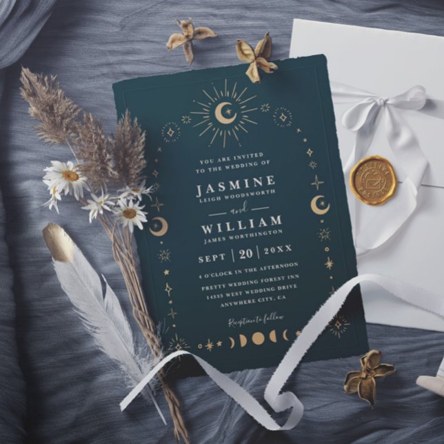 Invitation Mariage élégant de nuit de galaxie céleste Boho (Créateur téléchargé)