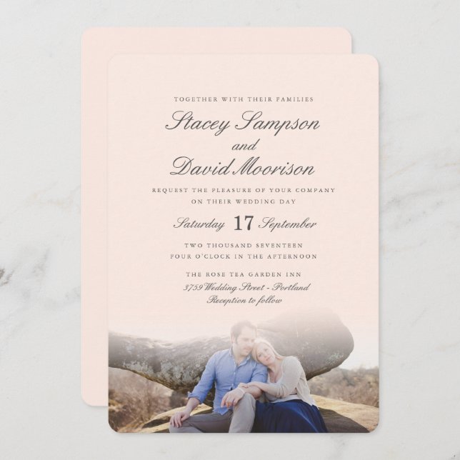 Invitation Mariage élégant de photo (Devant / Derrière)