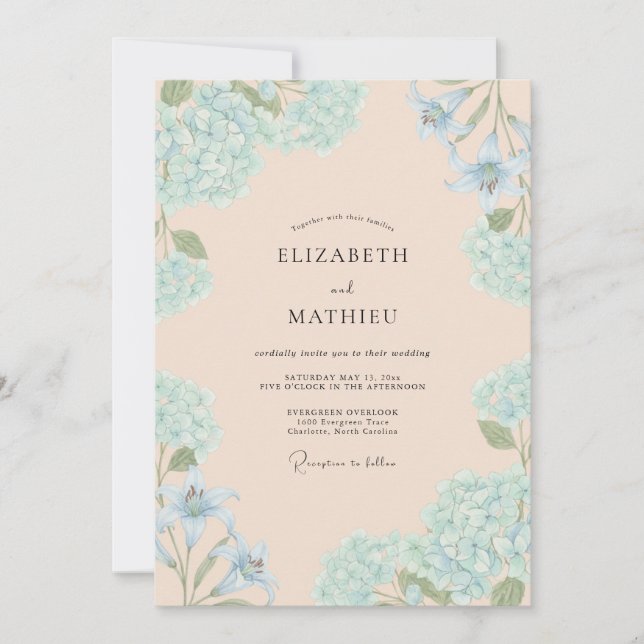 Invitation Mariage Élégant de Printemps Abricot (Devant)