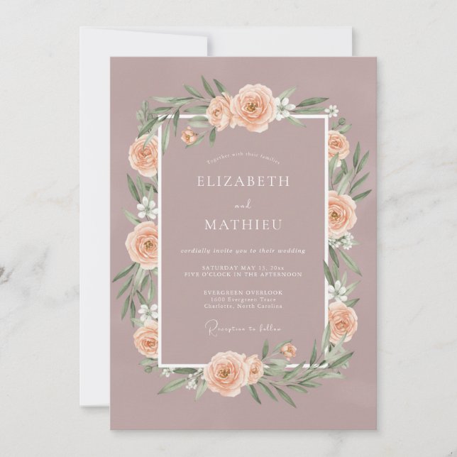 Invitation Mariage Élégant de Printemps Mauve (Devant)