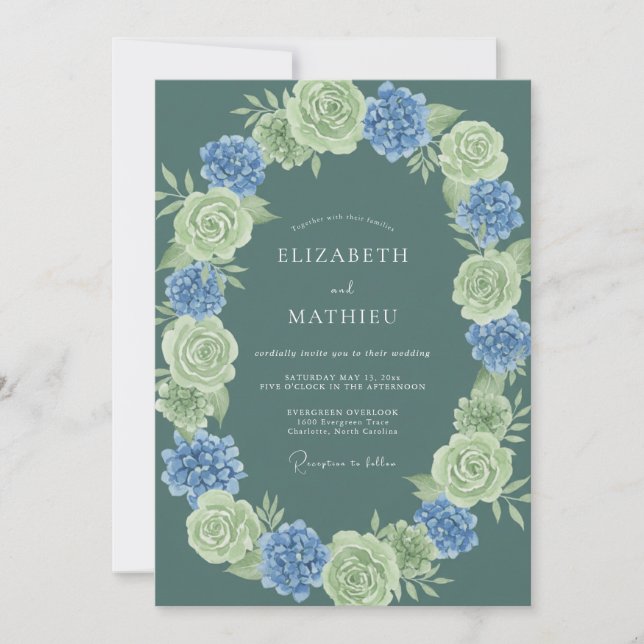 Invitation Mariage Élégant de Printemps Vert Turquoise (Devant)