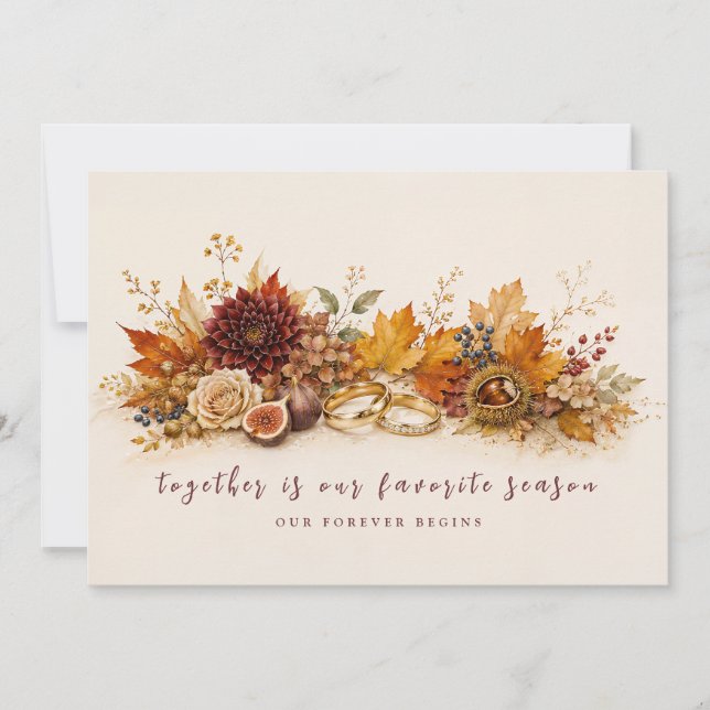 Invitation Mariage Élégant de Récolte d'Automne Bourguignon (Devant)