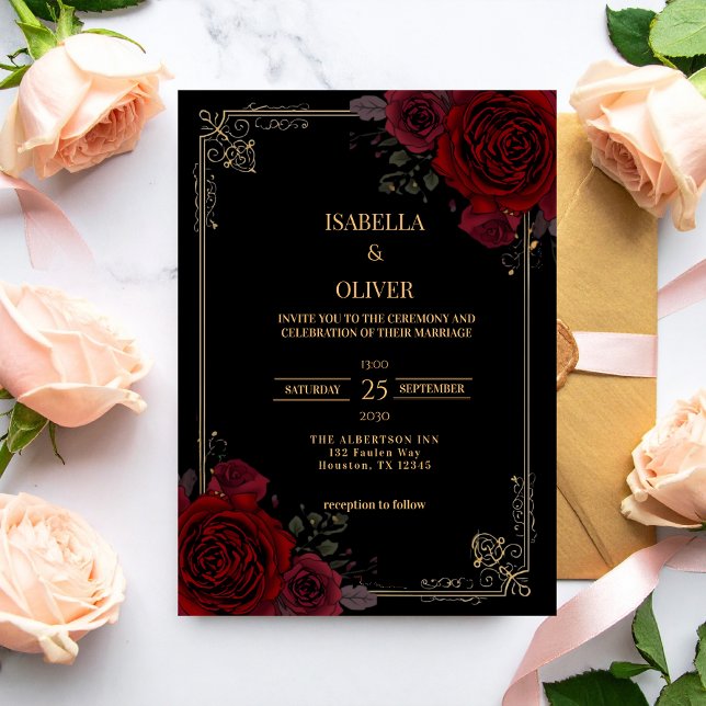Invitation Mariage Élégant de Romance Gothique (Créateur téléchargé)