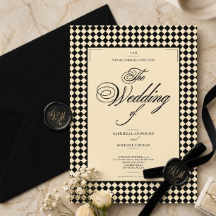 Invitation Mariage Élégant de Style Ancien Argent dans les To
