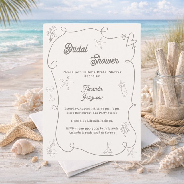 Invitation Mariage élégant de style dessiné à la main sur fon (Créateur téléchargé)