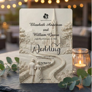 Invitation Mariage élégant de style vintage avec église de co