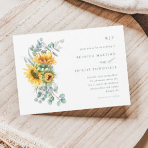 Invitation Mariage Élégant de Tournesol Eucalyptus d'Automne