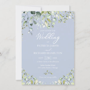 Invitation Mariage Élégant de Verdure d'Eucalyptus Bleu Pouss