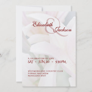 Invitation Mariage élégant doux romantique floral lily script