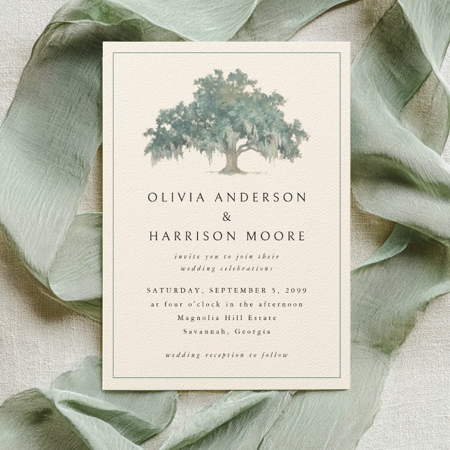 Invitation Mariage élégant du sud sous un chêne vert (Créateur téléchargé)