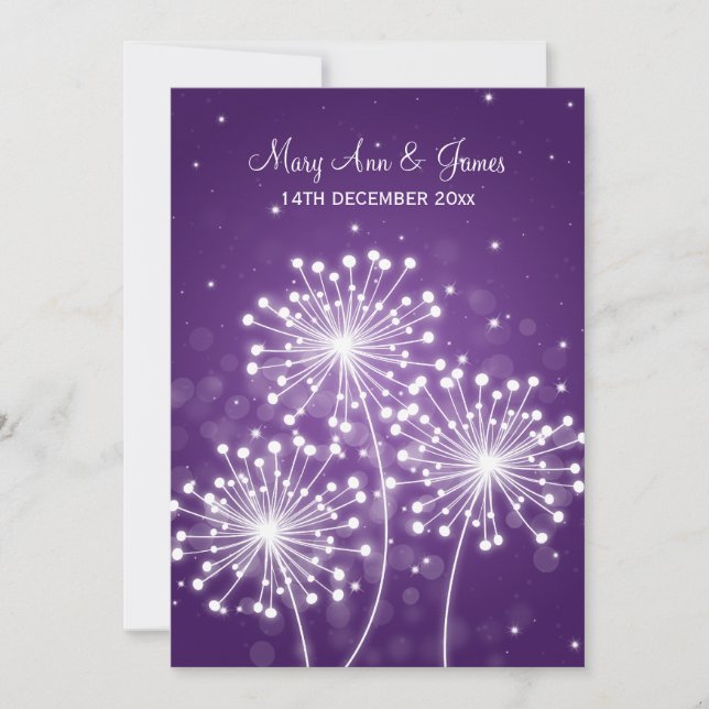 Invitation Mariage élégant Éclaircissement d'été pourpre (Devant)