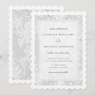 Invitation Mariage Élégant en Dentelle Blanche