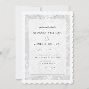 Invitation Mariage Élégant en Dentelle Blanche