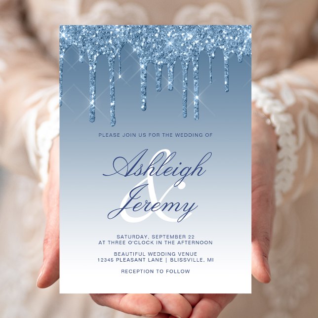 Invitation Mariage élégant en écriture cursive avec paillette (Créateur téléchargé)