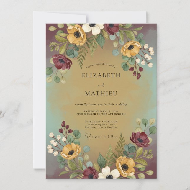 Invitation Mariage élégant en forêt de Bourgogne (Devant)