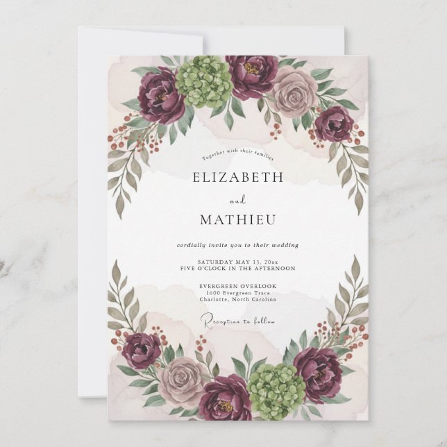 Invitation Mariage élégant en forêt de Bourgogne (Devant)