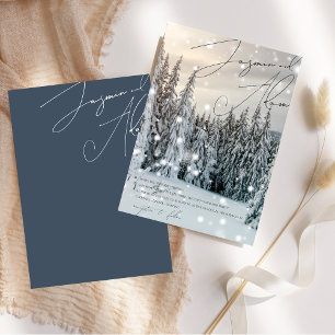Invitation Mariage Élégant en Forêt Enneigée de Conte de Fées