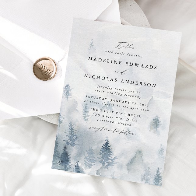 Invitation Mariage élégant en forêt hivernale (Créateur téléchargé)