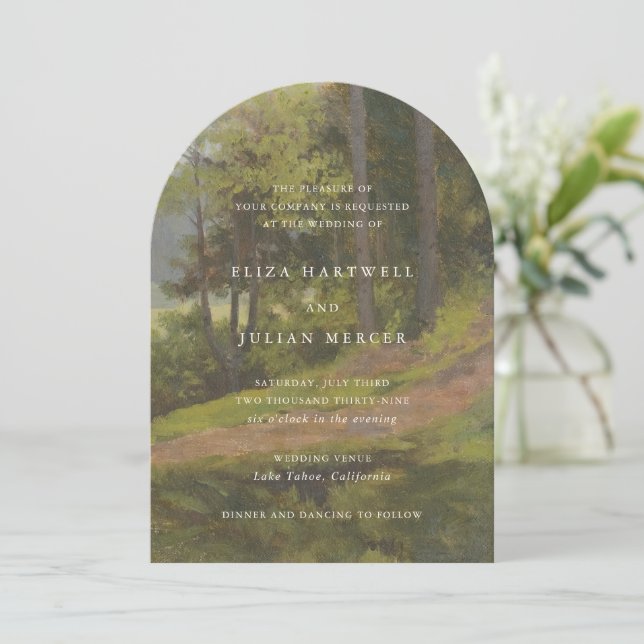 Invitation Mariage Élégant en Forêt Rustique (Debout devant)