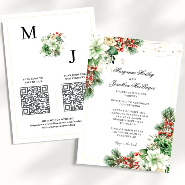 Invitation Mariage élégant en hiver avec code QR (Créateur téléchargé)