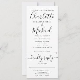 Invitation Mariage élégant en noir et blanc avec une écriture