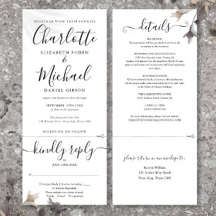 Invitation Mariage élégant en noir et blanc avec une écriture