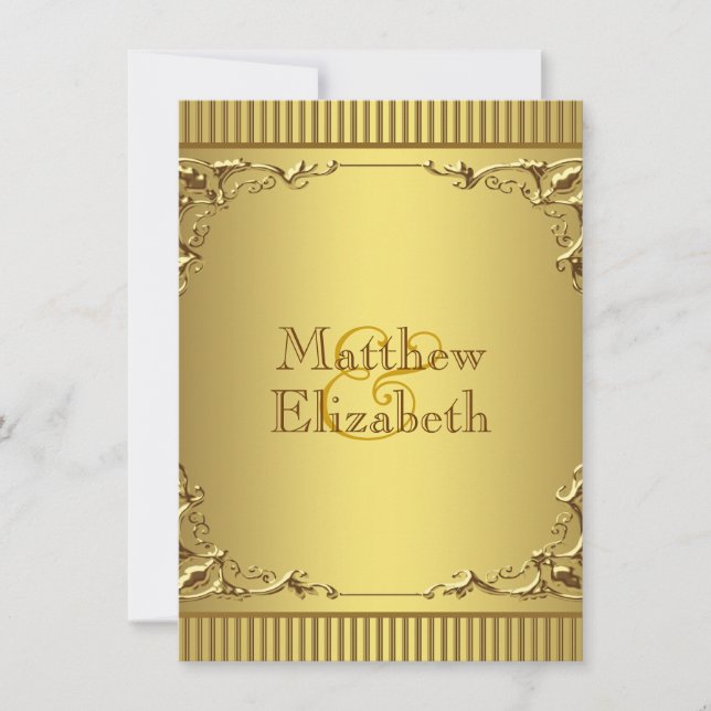Invitation Mariage élégant en or (Devant)